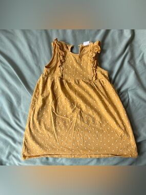 Mustard yellow polka dot cotton dress